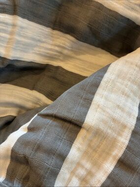 Grey Cabana Striped monica +andy  organic cotton receiving Blanket